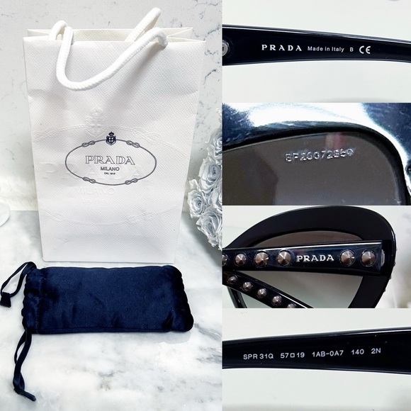 Authentic Prada RARE Limited Edition Studded Gradient Cat Eye Sunglasses - Picture 12 of 12